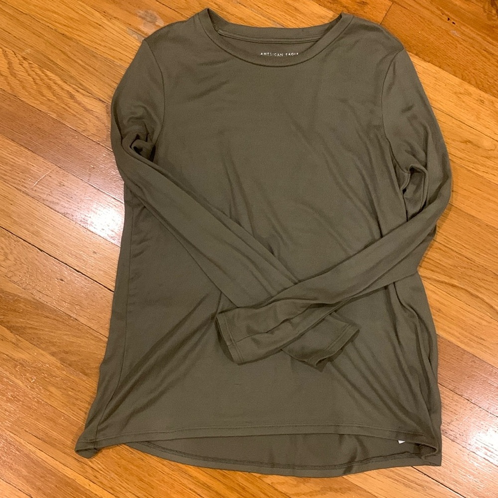 American Eagle Soft & Sexy Plush Women's Green Long Sleeve Shirt, Size M